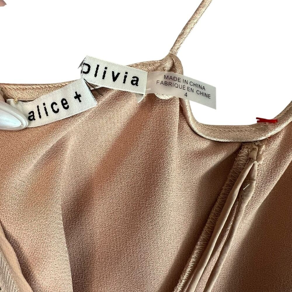 Alice + Olivia Harmony Drapey Slip Dress Size 4 in the color almond NWT - Picture 11 of 14